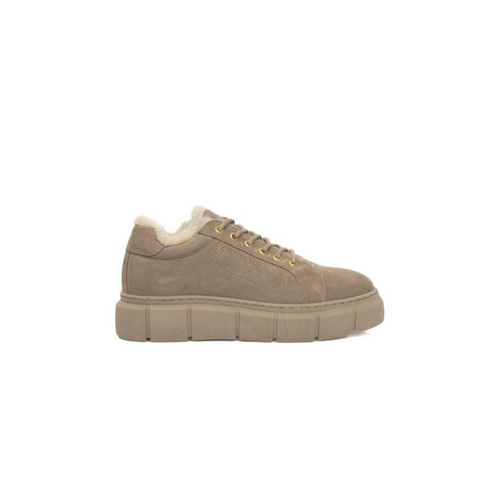 Cerruti 1881 Suede LaceUp Platform Sneakers Women Beige Shoes